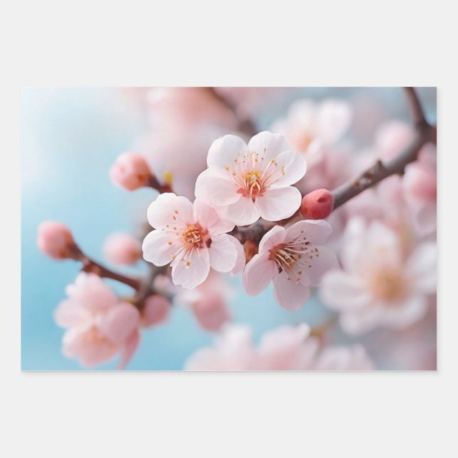 Pink Blossom Ma Wrapping Paper Flat Sheet Set of 3 Geschenkpapier Set (Vorderseite 2)