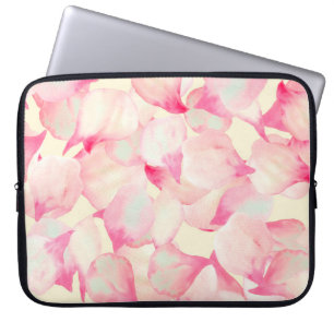 Pink Blossom Nature. Black Watercolor Nature. Red  Laptopschutzhülle