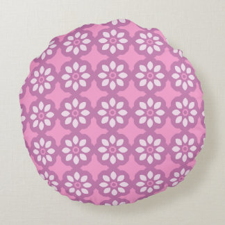 Pink Blossom Retro Rundes Kissen