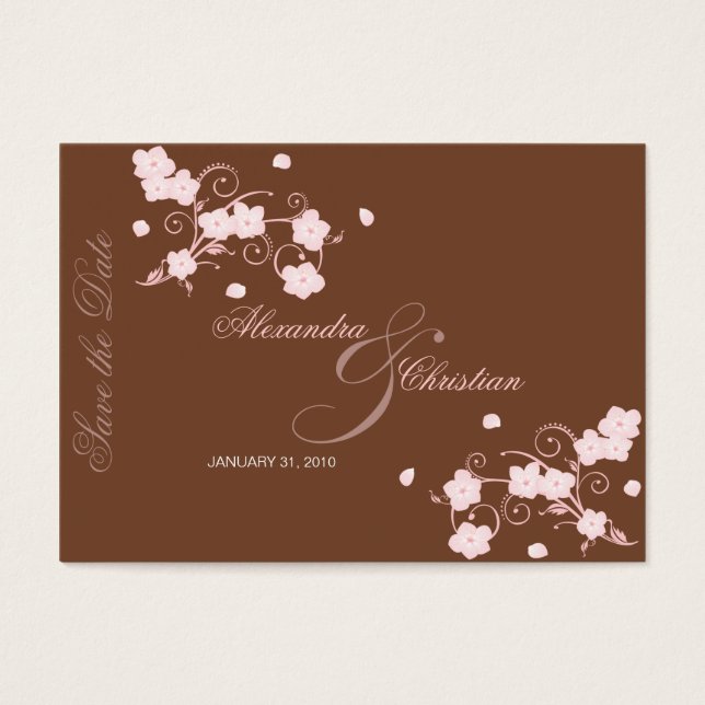 Pink Blossom Save the Date Hochzeit MiniCard (Vorderseite)