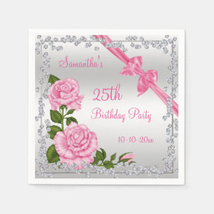 Pink Blossom, Schleifen & Diamanten 25. Serviette