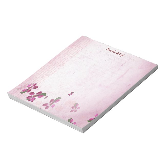 Pink Blossom Vintager Editor Notizblock (Rotiert)