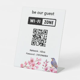 Pink Blossoms Blume Wedding Guest Wifi Sockelschild