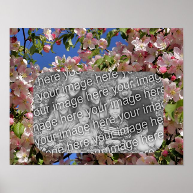 Pink Blossoms Frame Create Your Own Photo  Poster (Vorne)