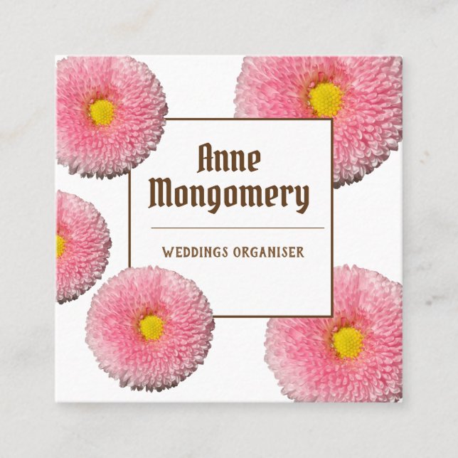 Pink Blossoms Square Business Card Quadratische Visitenkarte (Vorderseite)