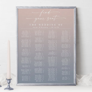 Pink & Blue Alphabetical Wedding Seating Chart Poster