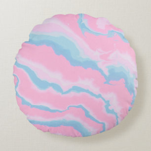 PINK BLUE AND WHITE ABSTRACT ART RUNDES KISSEN