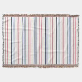 Pink blue and white stripes decke