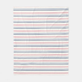 Pink blue and white stripes fleecedecke