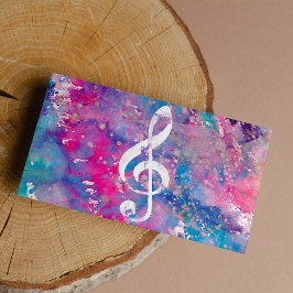 Pink Blue Aquarellfarben Musiknote Treble Clef