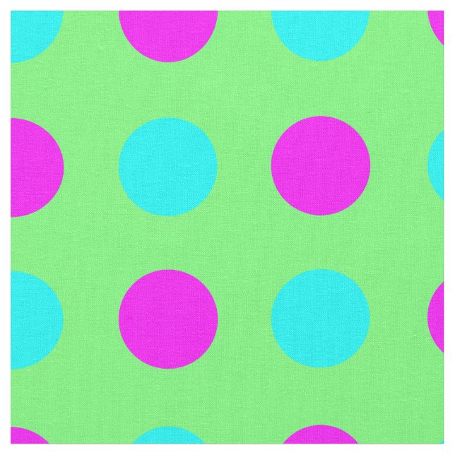 Pink&Blue auf Green Polka Dots Pattern Stoff (Nahaufnahme)