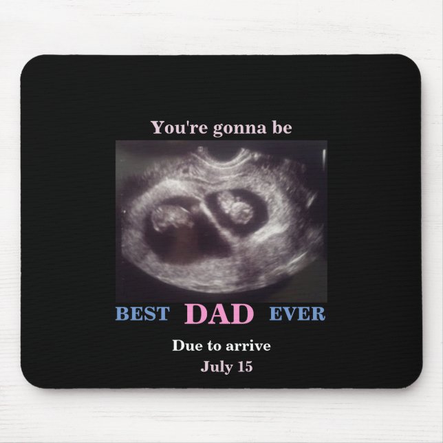 Pink & Blue auf schwarz Ultrasound Twins Mousepad (Vorne)