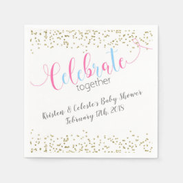Pink Blue Baby Combined Joint Friends Celebration Serviette