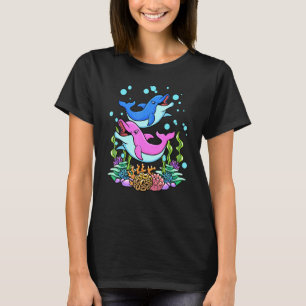 Pink Blue Baby Dolphins Beach Sommerurlaub T-Shirt