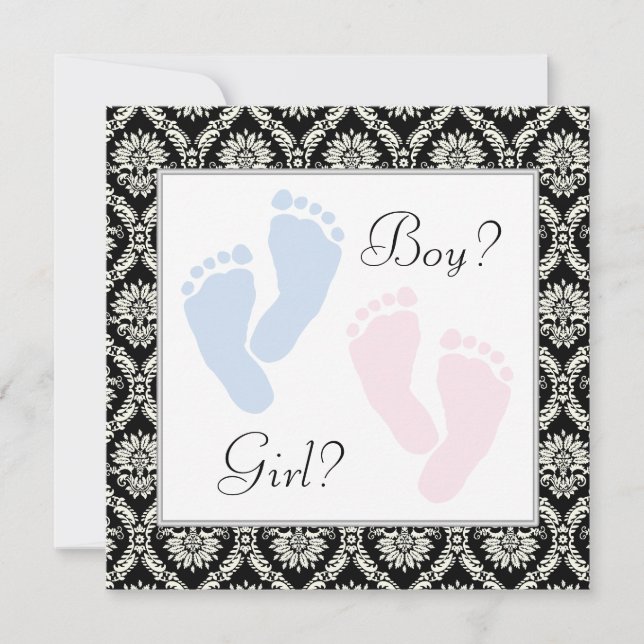 Pink Blue Baby Feet Gender Reveal Einladung (Vorderseite)