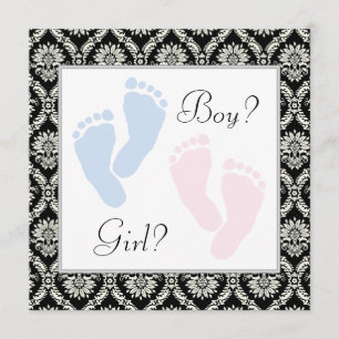 Pink Blue Baby Feet Gender Reveal Einladung