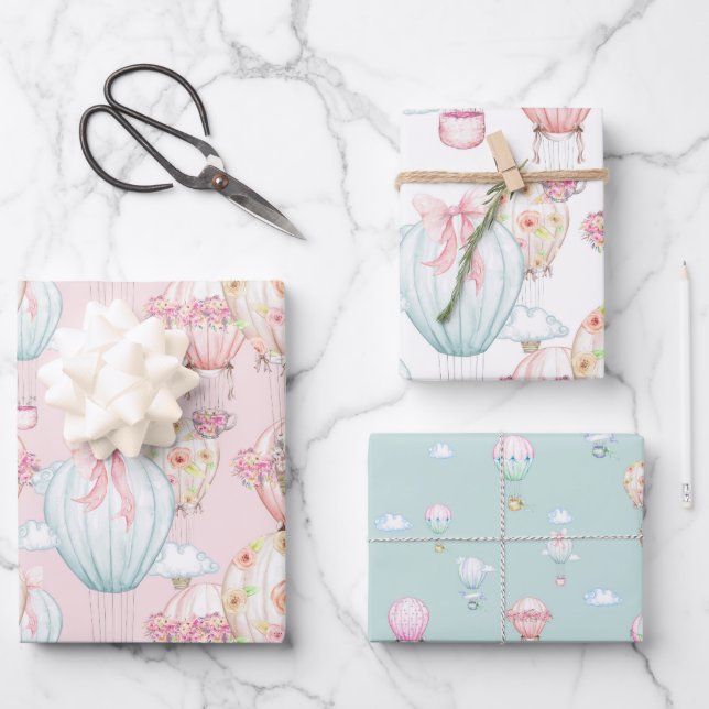 Pink & Blue Baby Wrapping Paper Flat Sheet Set Geschenkpapier Set (Vorderseite)