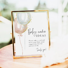 Pink & Blue Balloon Gender Reveal Baby Name Ideen Poster