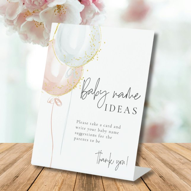 Pink & Blue Balloon Gender Reveal Baby Name Ideen Sockelschild (Von Creator hochgeladen)