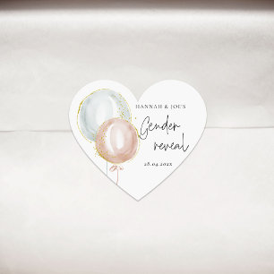 Pink & Blue Balloon Gender Reveal Bevorzugung Part Herz-Aufkleber