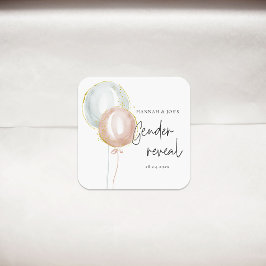 Pink & Blue Balloon Gender Reveal Bevorzugung Part Quadratischer Aufkleber