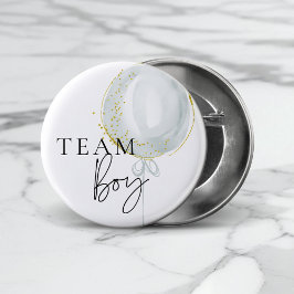 Pink & Blue Balloon Gender Reveal Team Boy Button