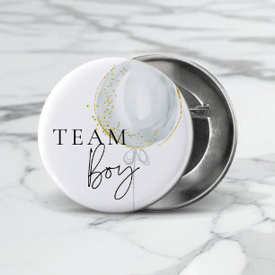 Pink & Blue Balloon Gender Reveal Team Boy Button