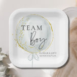 Pink & Blue Balloon Gender Reveal Team Boy Pappteller<br><div class="desc">Entdecken Sie die Überraschung: Genießen Sie die Babydusche mit Pink und Blue Balloon und laden Sie ein und entdecken Sie die Kollektion von Dekor. Die zauberhaften Einladungen, die Beschilderung und die Dekoration des Set sind mit skurrilen Schriftart und zarten Goldflecken geschmückt und bieten die Bühne für ein zauberhaftes Fest. Lass,...</div>