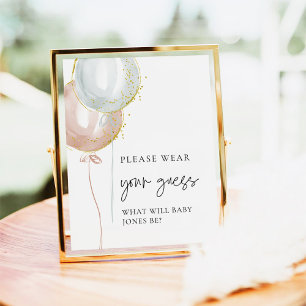 Pink & Blue Balloon Gender Reveal Tragen Sie Ihren Poster