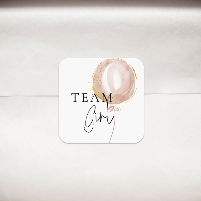 Pink & Blue Balloon Geneal Team Girl Quadratischer Aufkleber (Von Creator hochgeladen)