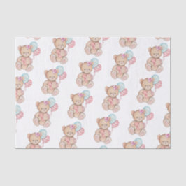 Pink & Blue Balloons & Teddy Bear Baby Girl Seidenpapier