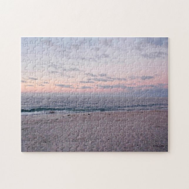 "Pink & Blue Beach at Dawn" Jigsaw Puzzle (Horizontal)
