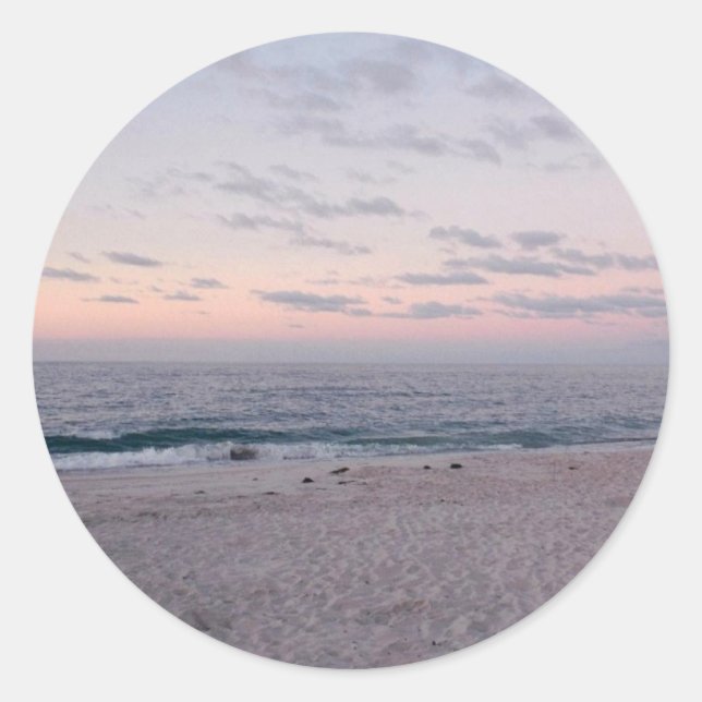 "Pink & Blue Beach at Dawn" Stickers (Vorderseite)