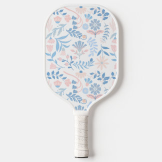 Pink blue boho floral cute trendy design  pickleball schläger