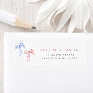 Pink Blue Bow Address Label Gender Reveal Coquette