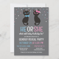 Pink Blue Bows Black Cats Gender Reveal