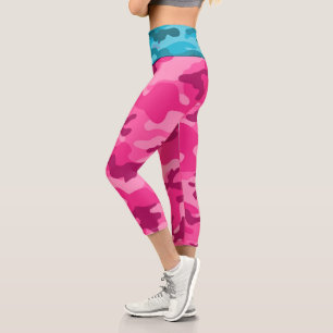 Pink Blue Camouflage INITIALS für ihren bunten Spa Capri Leggings