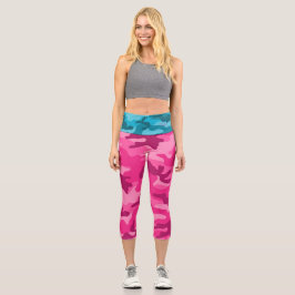 Pink Blue Camouflage INITIALS für ihren bunten Spa Capri Leggings