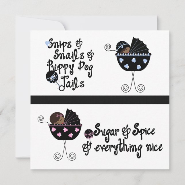 Pink Blue Carriage African American Reveal Party Einladung (Vorderseite)