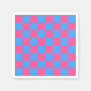 Pink Blue Checkered Karo Pattern Serviette