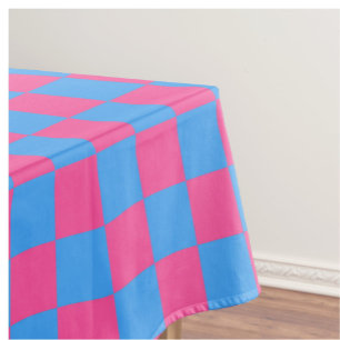 Pink Blue Checkered Karo Pattern Tischdecke