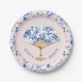 Pink & Blue Chinoiserie Fan | Bridal Tea Pappteller