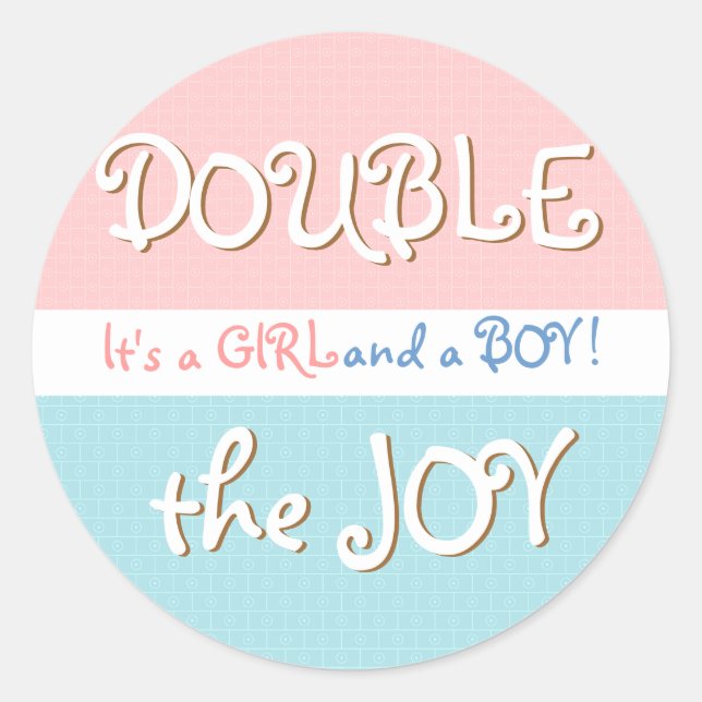 Pink & Blue Circles & Dot Twin Baby Sticker (Vorderseite)