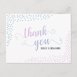 Pink Blue Confetti Typografy Baby Vielen Dank Postkarte