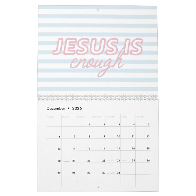 Pink Blue Coquette Christian Bible Quote Kalender (Dez 2026)