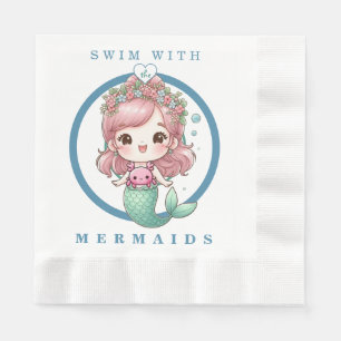 Pink Blue Coral Peach Adorable Mermaid Baby Dusche Serviette