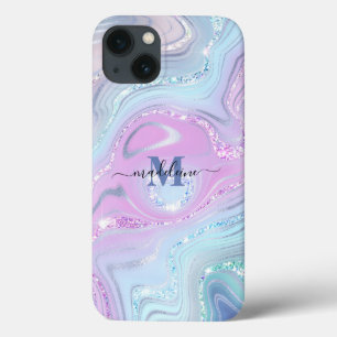 Pink Blue Crystal Marble Iridescent Agate Case-Mate iPhone Hülle
