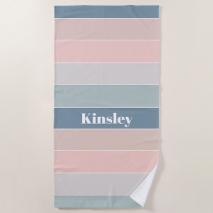 Pink Blue Custom Summer Color Block Streifen Strandtuch