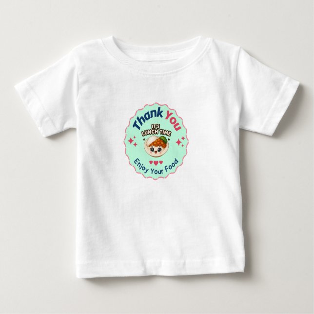 Pink Blue Cute Illustrative Food Business Thank Yo Baby T-shirt (Vorderseite)