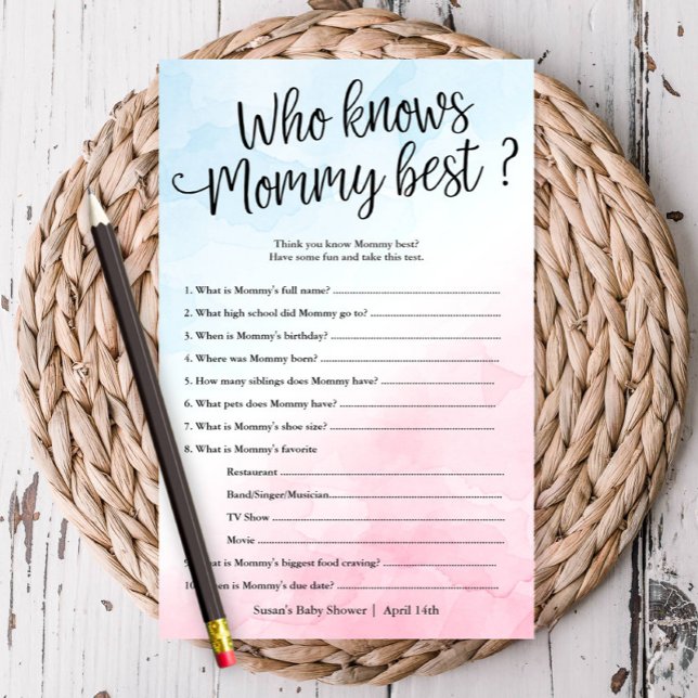 Pink & Blue, der die Mama Shower Paper Game Card k Flyer (Von Creator hochgeladen)